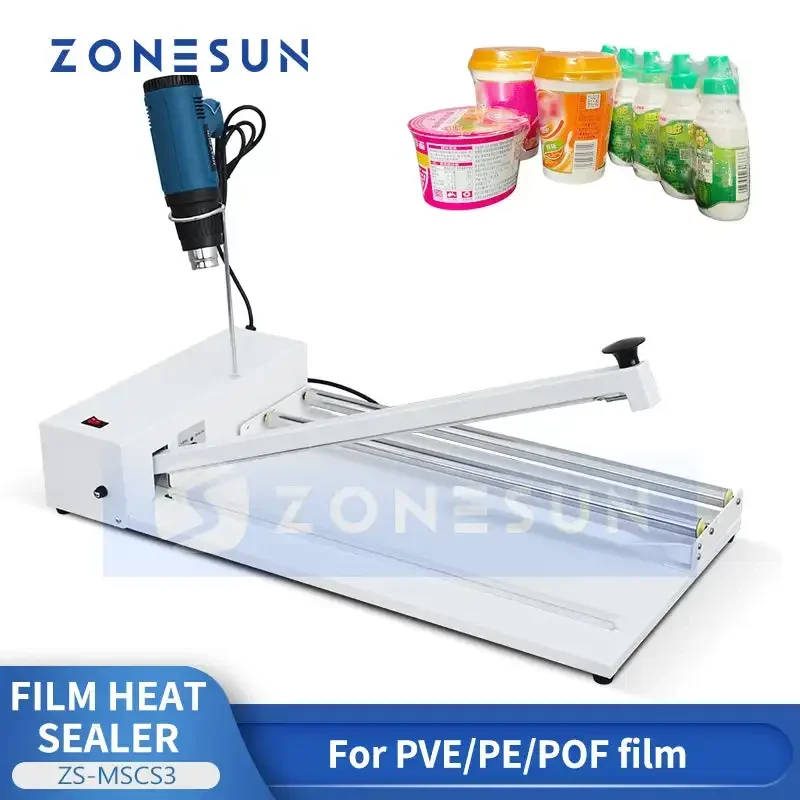 ZONESUN ZS-MSCS3 Manual Shrink Wrap Sealer with Hot Cutting System for PVC PE POF Film Packaging Machine