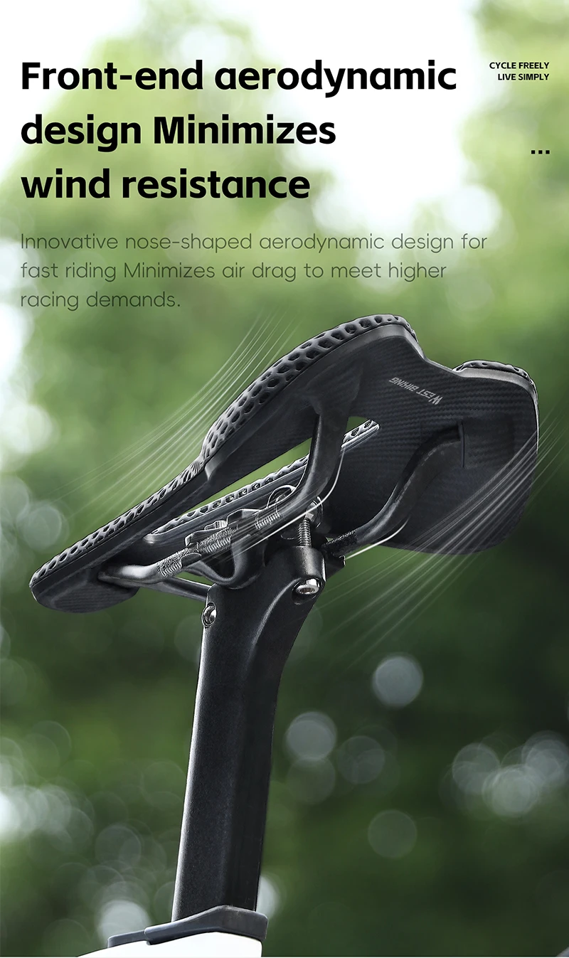 WEST BIKING 3D-Gedruckter Fahrradsattel T700 Carbonfaser Titan-Legierung Cr-Mo Sitzbügel Komfort-Polster für Rennräder 145/150mm – Detail 7
