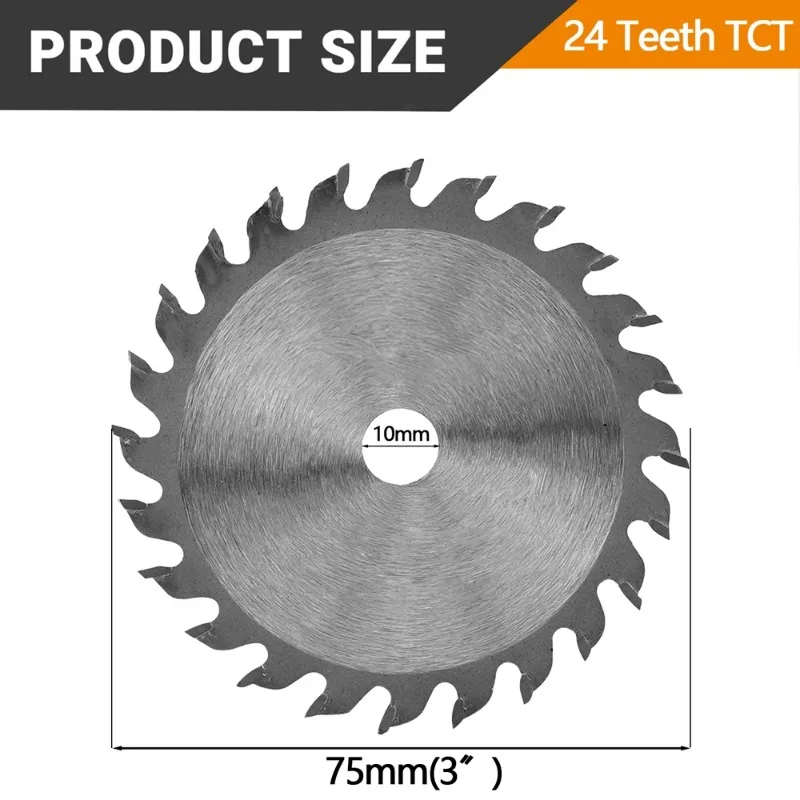 1/3pcs 75mm 3inch TCT Circular Saw Blade 24T Wood Cutting Dics Bore Diameter 10mm for Angle Grinder to Cutting Wood Plastic