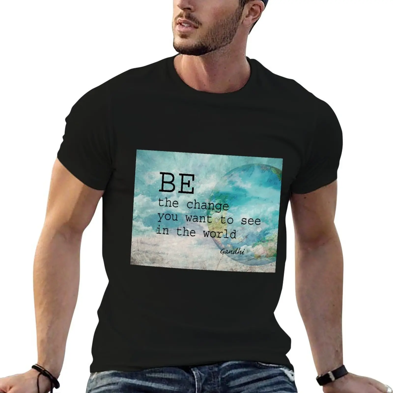 Gandhi Quote Be The Change T-Shirt Mechanic Work Tee Shirt