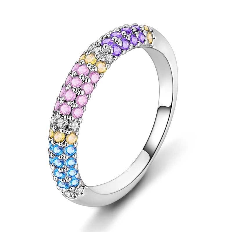 New Ring 925 Sterling Silver Colorful Summer Rings For Women Girls Birthday Anniversary Jewelry Gifts