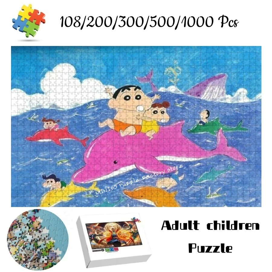 

Crayon Shin Chan Jigsaw Puzzles Watercolor Cardboard/wooden 108/200/300/500/1000 Pieces Puzzles for Adults Gifts Family Games