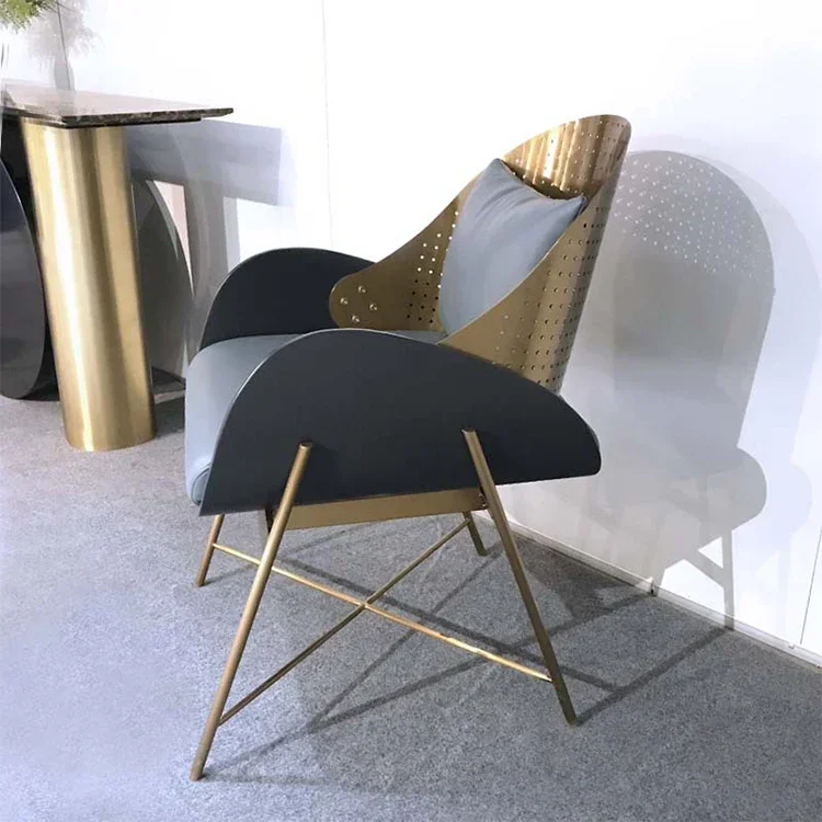 Modern Mid Century Antique Furniture Accent Round Office Chair Metal Chairs Metal Dinning Chair Hotel Furniture Gold Frame