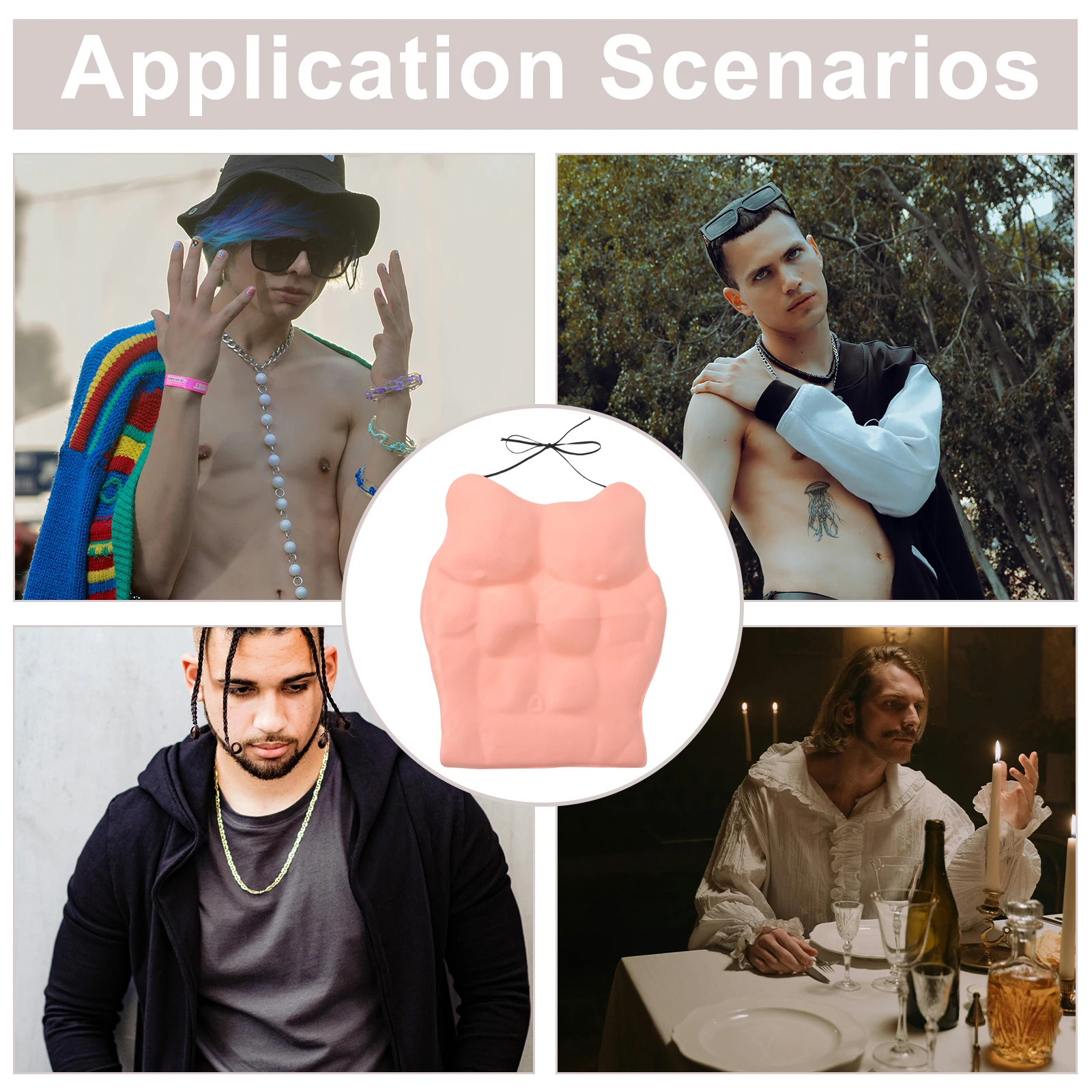 إيفا وهمية الصدرية العضلات وسادة الصدر للرجال هالوين ازياء حفلة مرحلة الأداء زي ملحق العضلات الوهم الدعائم #6