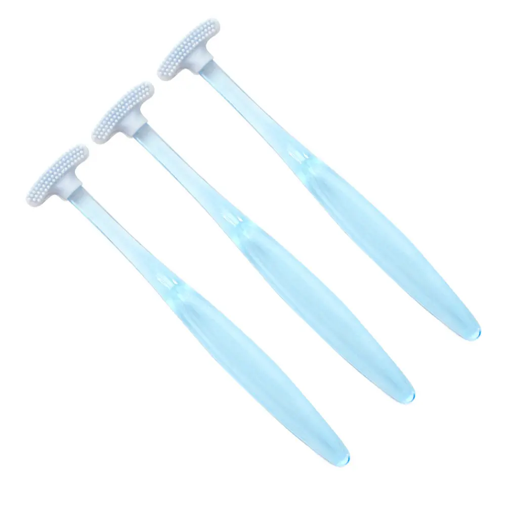 3Pcs Tongue Cleaning Brush Practical Oral Care Tool Remove Coating Freshen to Clean Lightweight for Daily Use Blue