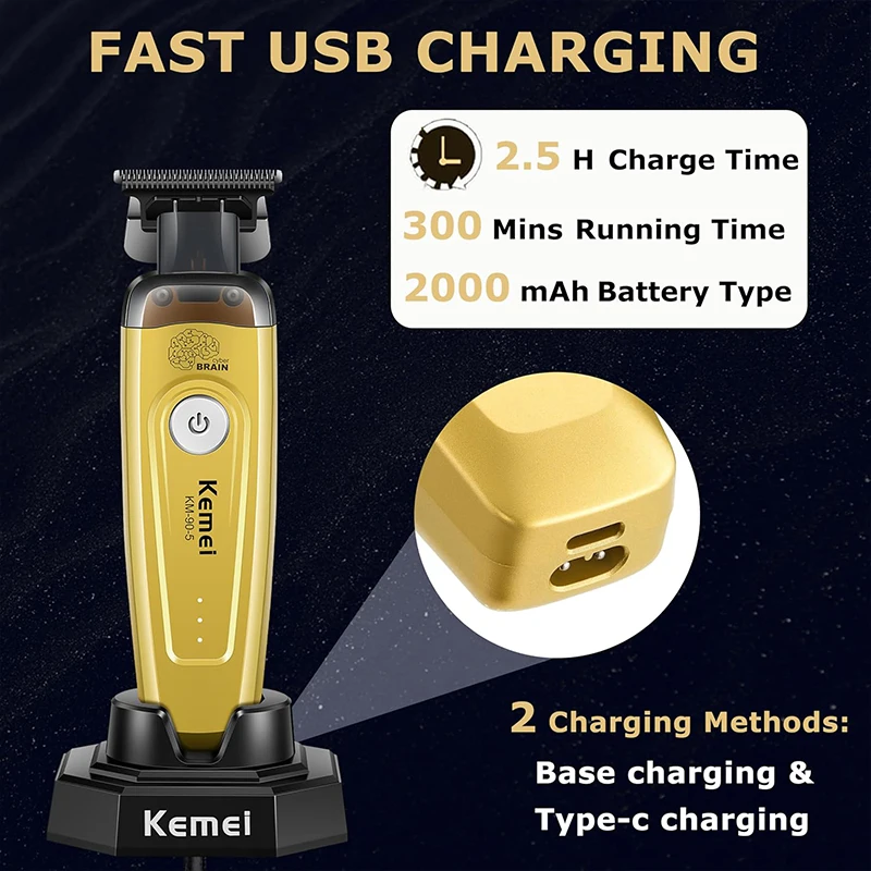 Kemei KM-90-5 Professioneller 7500 RPM Haarschneider für Friseure Wiederaufladbarer Trimmer Bürstenloser Motor Haarschneidemaschine für Männer – Detail 3