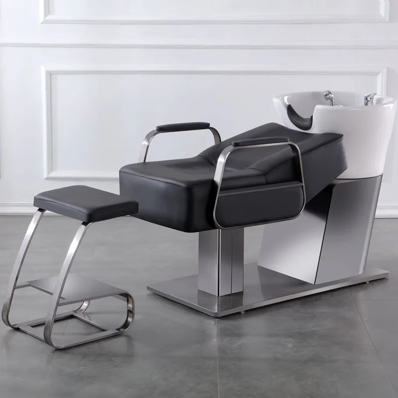 Salon Equipment Shampoo Chair Thickened Cushion Customized PU Leather Hair Washing Chair For Barber Shop Professional Furniture