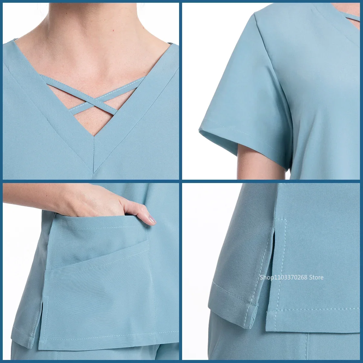 Clearance Scrubs Nursing Uniforms for Women Men Anesthetist Set Tops and Jogger Pants Thin Fabric Operating Room Doctor Workwear