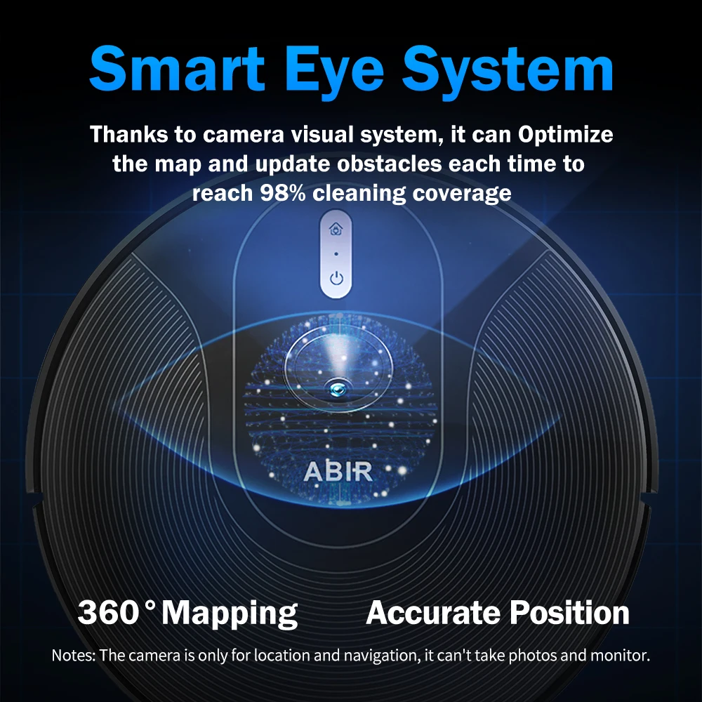 Roboter-Staubsauger ABIR X6PRO, 6000 PA Saugkraft, Smart Eye System, virtuelle APP-Barriere, Smart Home Appliance, automatisches Bodenwischen