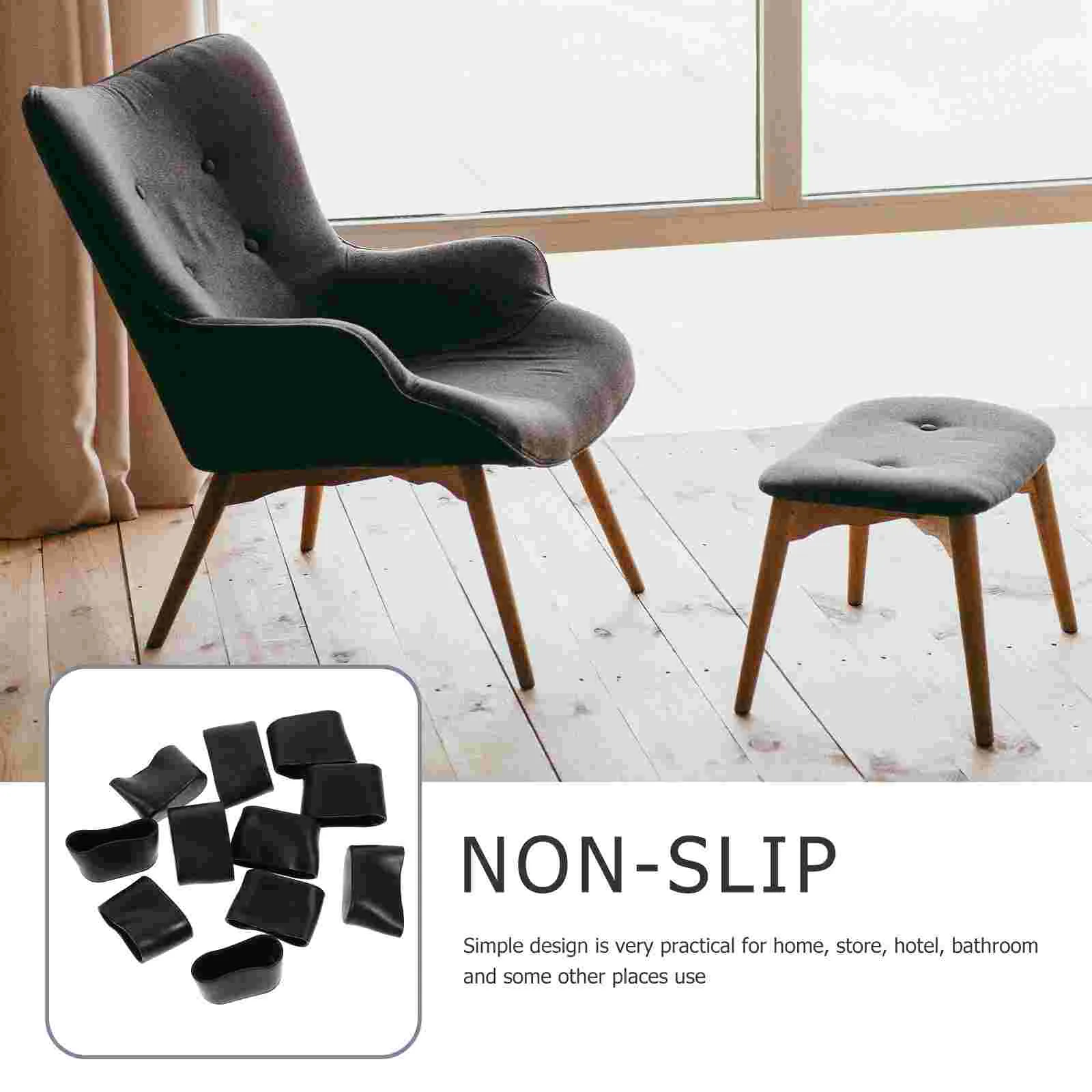 10 Pcs Stool Leg Floor Protectors Table and Chair Protection Pad Feet Cover Protective Black