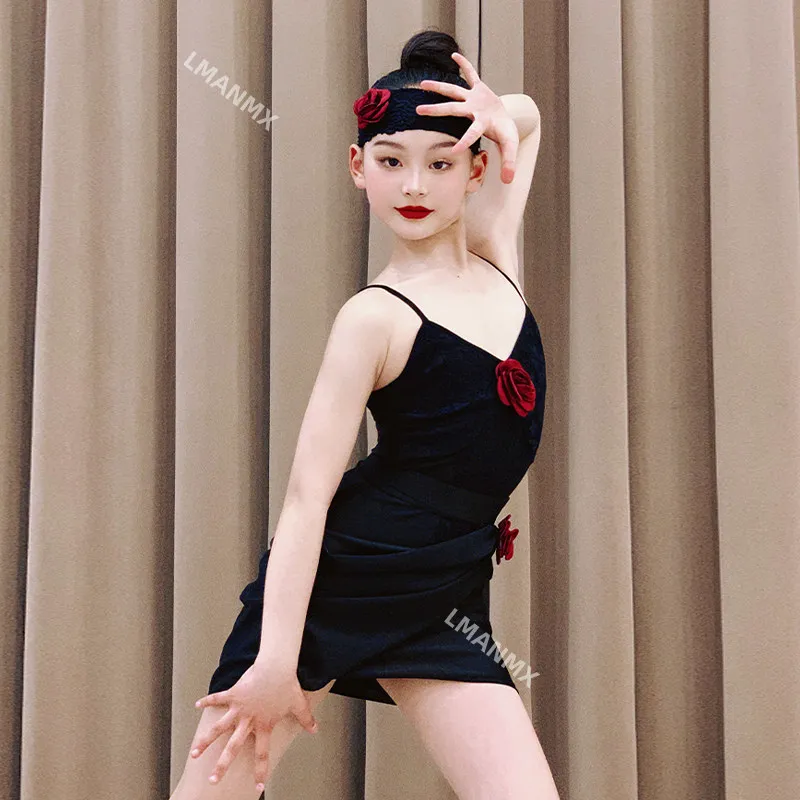 Latin Dance Dress 2025 Summer New High end Feeling Practice Dress Children's High end Performance Dress