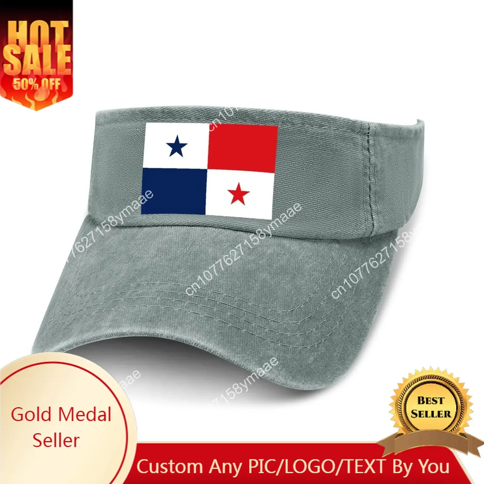 

Panama Flag Sun Visor Leaky Top Cowboy Hats Mens Womens Customize DIY Cap Sports Baseball Tennis Golf Caps Empty Open Top Hat