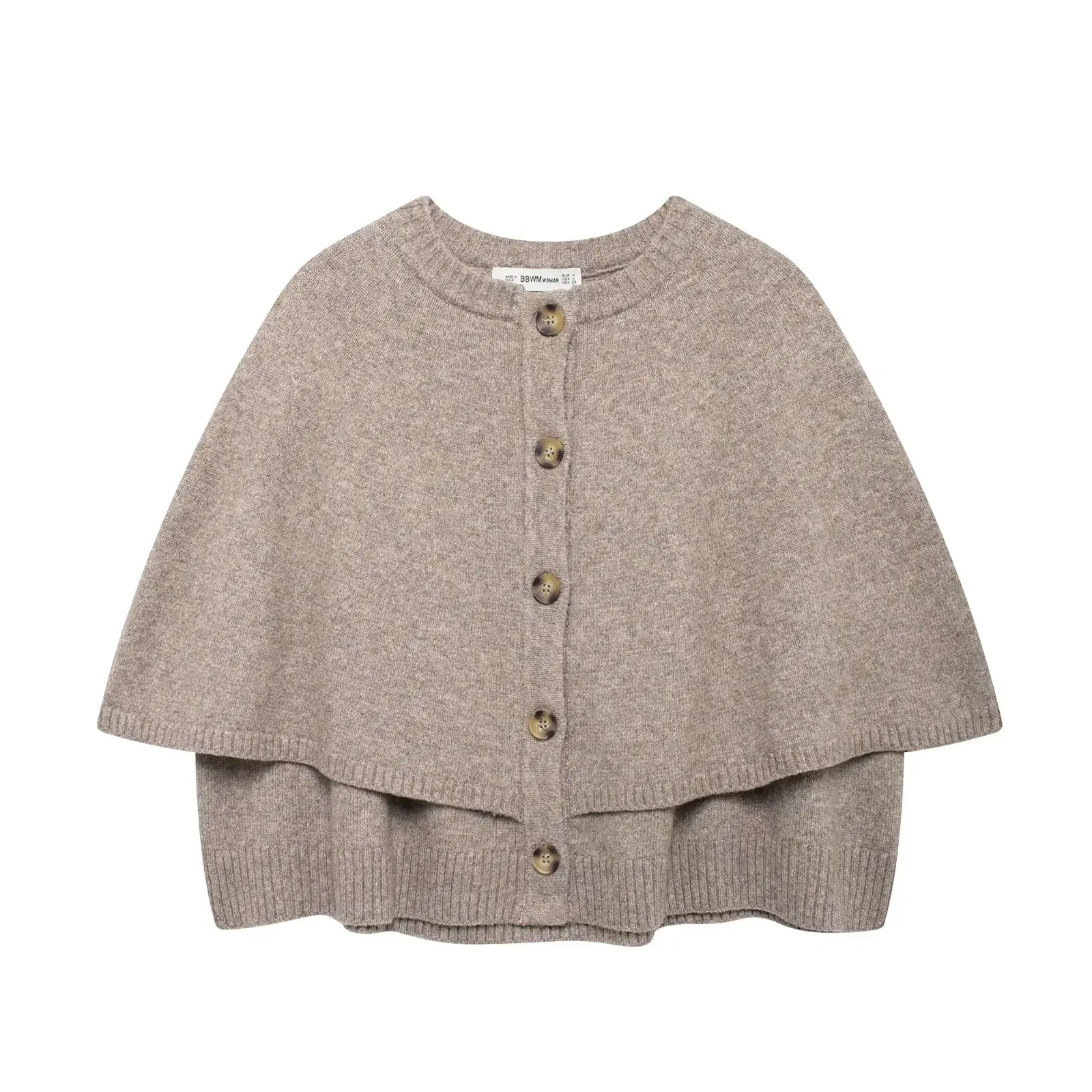 Zevity Women O Neck Solid Color Breasted Cloak Knitting Sweater Jacket Female Chic Cape Design Leisure Coats Chic Tops CT9542