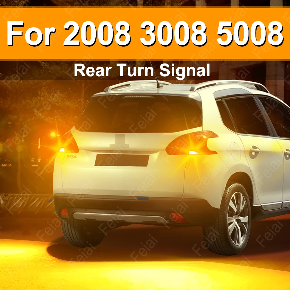

Rear Turn Signal LED Indicator Light Bulb For Peugeot 2008 3008 5008 Direction Blinker Lamp Amber Car Accessories 2009-2018 2PCS