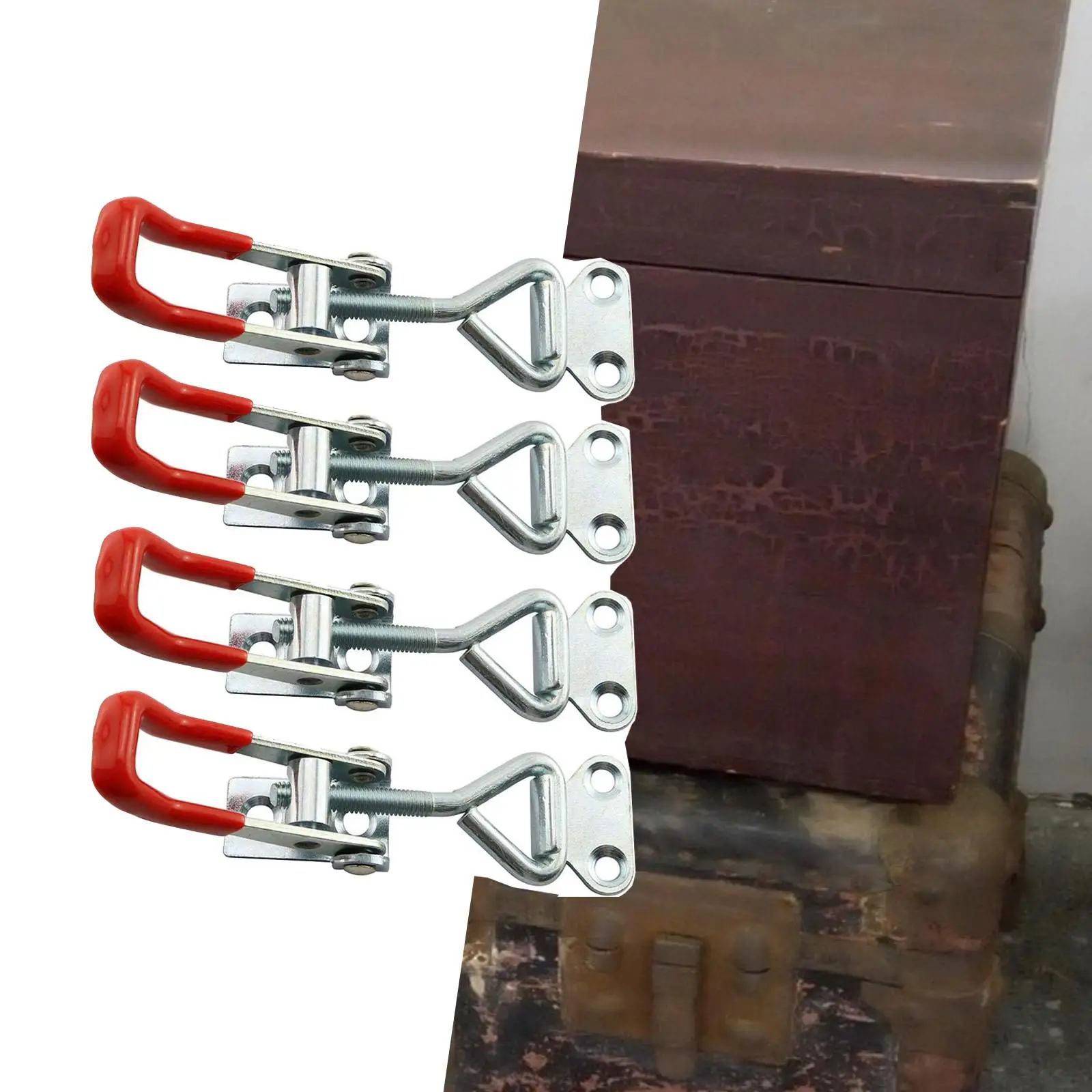 4Pcs Toggle Latch Clamps Hasp Clamps Toolbox Case Hasp Lever Handle Lock Hasp for Garage Shed Door Case Trunk Home Cabinet