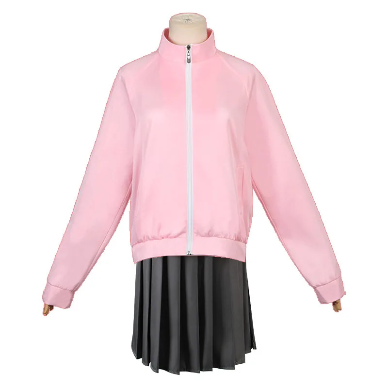 Gotou Hitori Cosplay Anime Bocchi The Rock Gotou Hitori Cosplay Costume Wig JK Dress Uniform Pink Jacket Skirt Customized