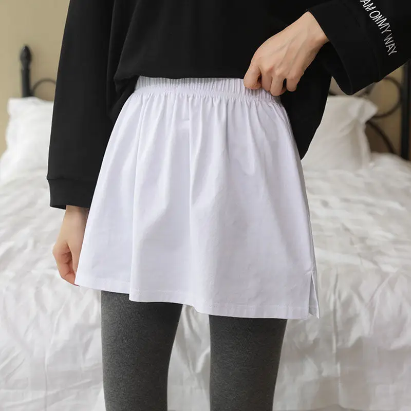 White  Exposure Base Layer Skirt Sweater Hoodie T-Shirt Inner Wear A-Line  Skirt Polyester Fabric Pure Color