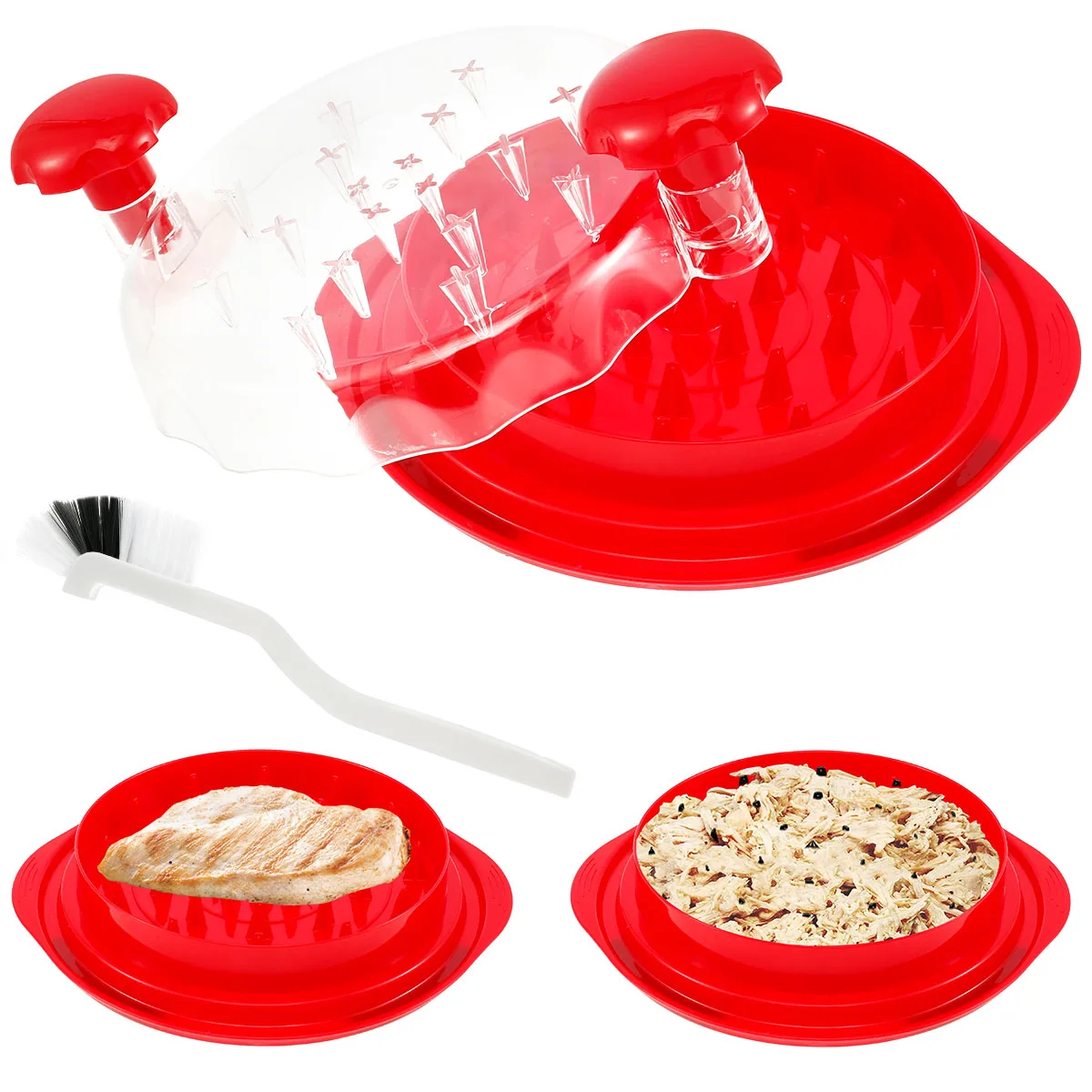 

Chicken Shredder with Clear Lid Non-Slip Chicken Shredder Tool Twist Efficient Chicken Breast Shredder 9.8in Portable Chicken