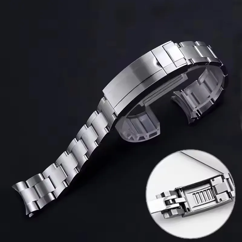 أشرطة الساعات لرولكس الغواصة دايتونا يخت ماستر GMT حزام (استيك) ساعة حزام glidelock المشبك سوار الفولاذ المقاوم للصدأ 20 مللي متر 21 مللي متر