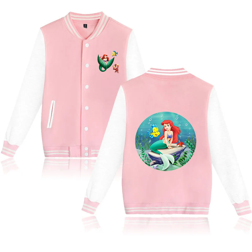 The Little Mermaid Baseball Jacket Men Women Hip Hop Harajuku Jackets Streetwear Kids Boys Girls Loose College Coats