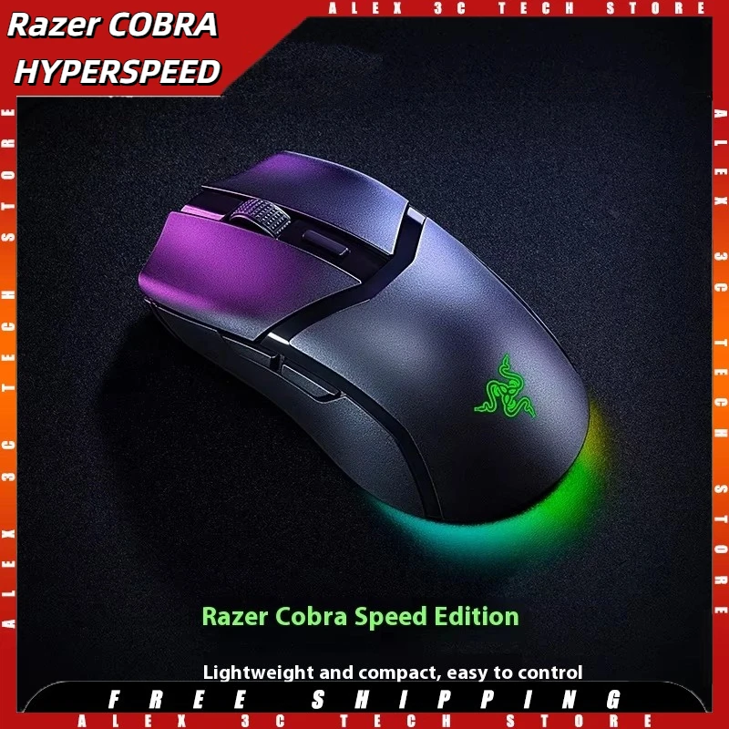 

Игровая мышь Razer COBRA HYPERSPEED, 3 режима, 62 г, легкая, 26000 точек на дюйм, 500 IPS, 1 кГц, FOCUS X 26K, RGB, ПК, киберспортивные аксессуары для ноутбуков и ПК