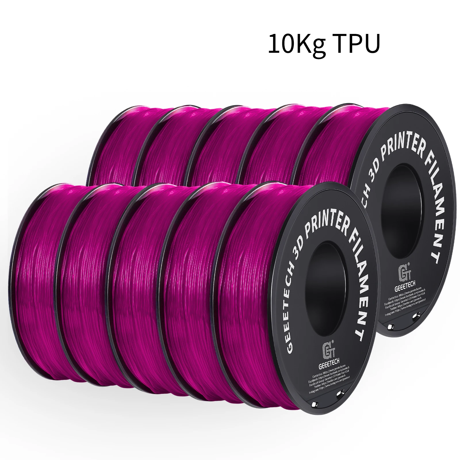 GEEETECH 10Kg TPU 3D-printerfilamentmateriaal 1kg 2.2LBS/Spool 1.75mm Plastic Vacuümverpakking Niet-giftig Shore-hardheid 95A