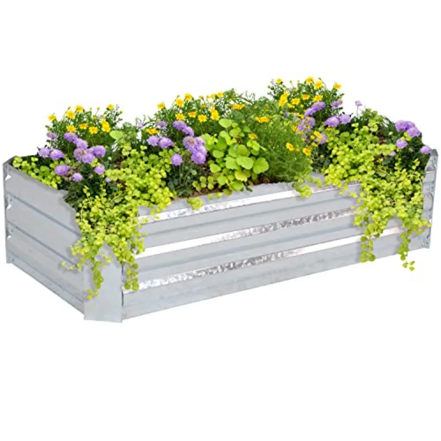 

Sunnydaze 11.75" H Raised Metal Garden Bed - Galvanized Raised Garden Bed Outdoor for Vegetables and Flowers - Woodgrain - 4' x