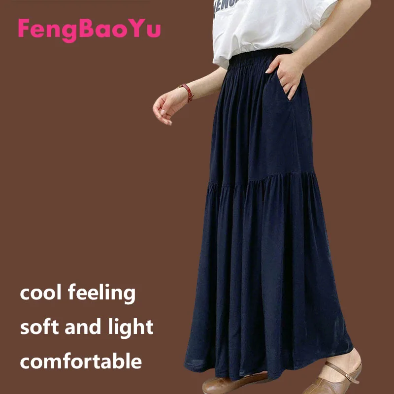 

Fengbaoyu Cotton Silk Ladies' Half-Dress Loose Waist, Loose Fit, Large Size, Long Dress, Suitable for Spring Summer Comfortable