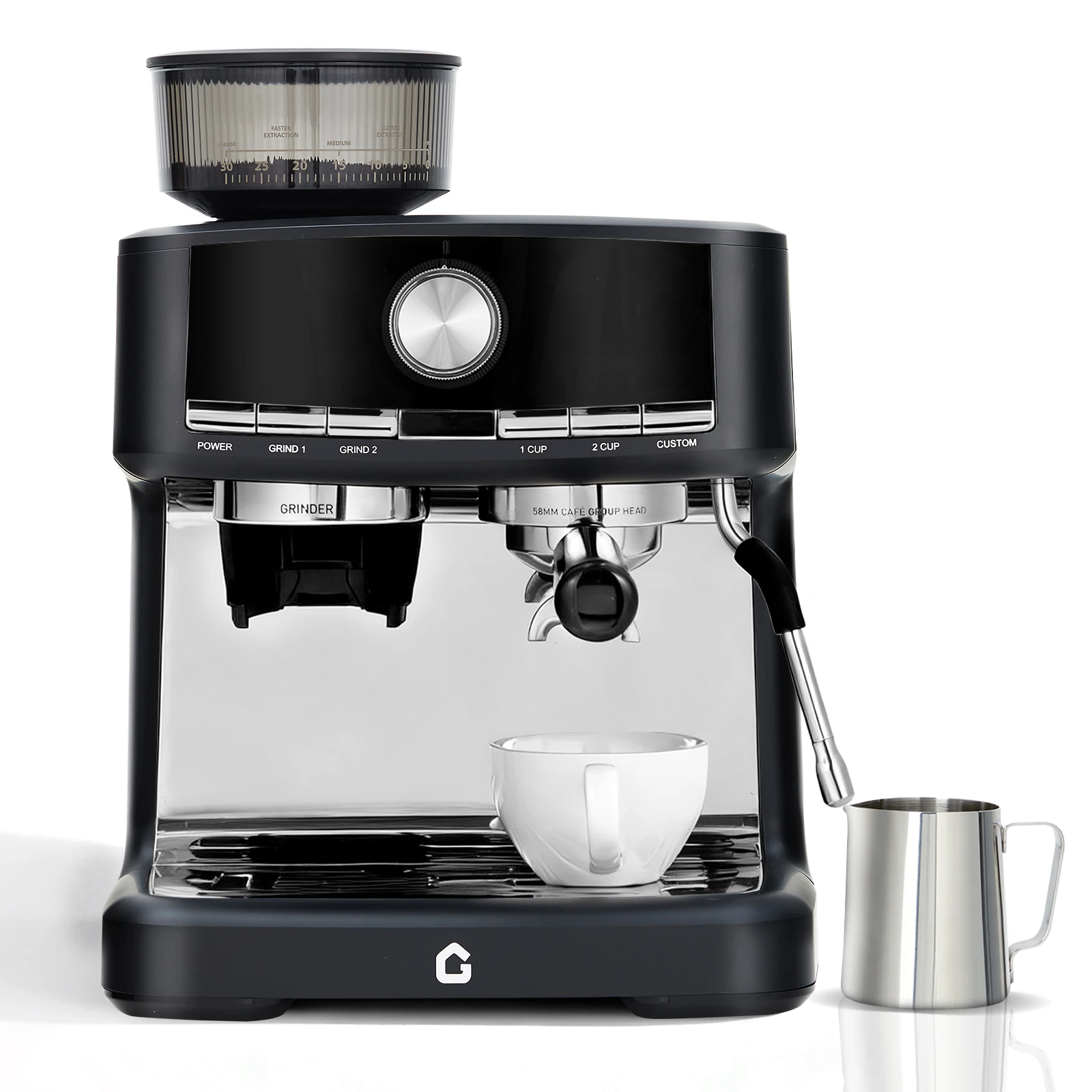 Semi-automatisch koffiezetapparaat 15 bar met 30-niveau koffiemaler 1,5L verwijderbare tank Professioneel koffiezetapparaat voor thuis, café, barista