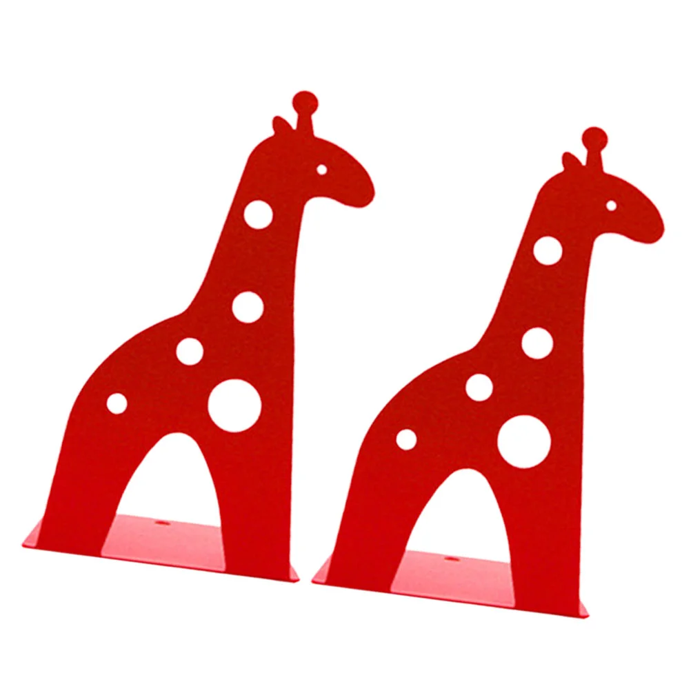 Serre-livres girafe, 2 pièces, bouchons ganizer en métal antidérapants, animaux de dessin animé, matériau antidérapant, protège les livres de bureau