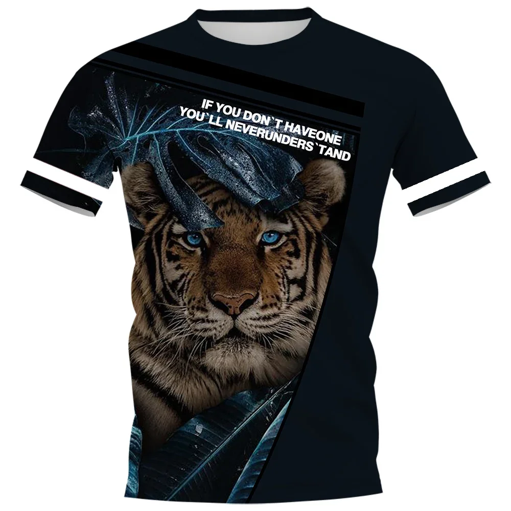 HX Fashion Mens T-shirts Animals Tiger Plant Leaves 3D Printed T Shirts Summer Casual Shirts Short Sleeve Tees Dropshipping