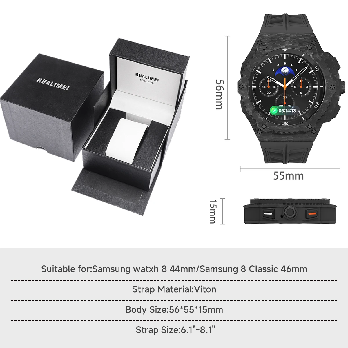 Luxury Modification Kit For Samsung Galaxy Watch 8 Classic 46mm Silicone Strap For 8 Watch 40 44mm Stainless Steel Modified Case