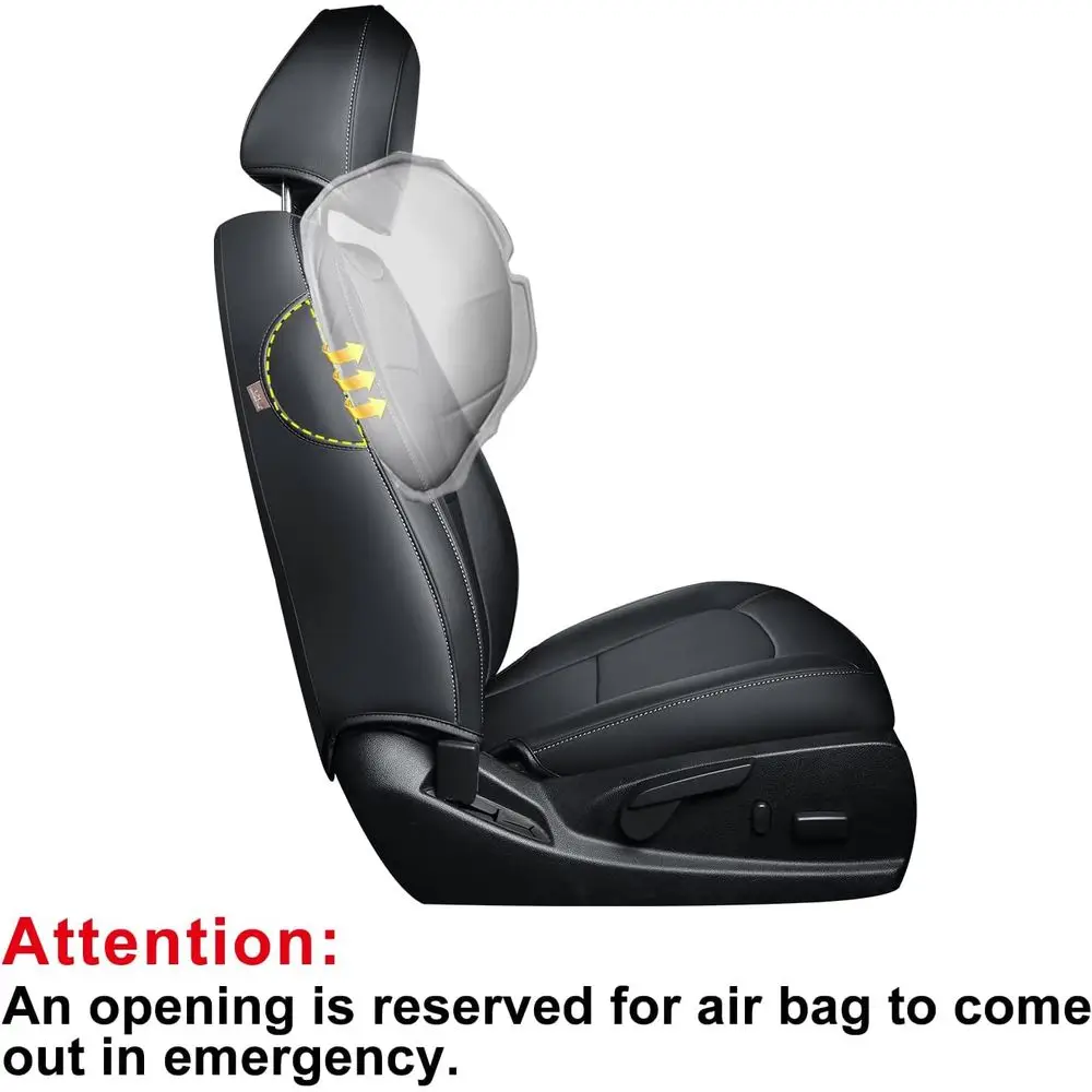 2 أغطية مقاعد أمامية من تشيفي كولورادو، مناسبة لشاحنة العمل Colorado Crew Cab Z71 LT ZR2 مع جلد صناعي (أسود 2 قطعة) #3