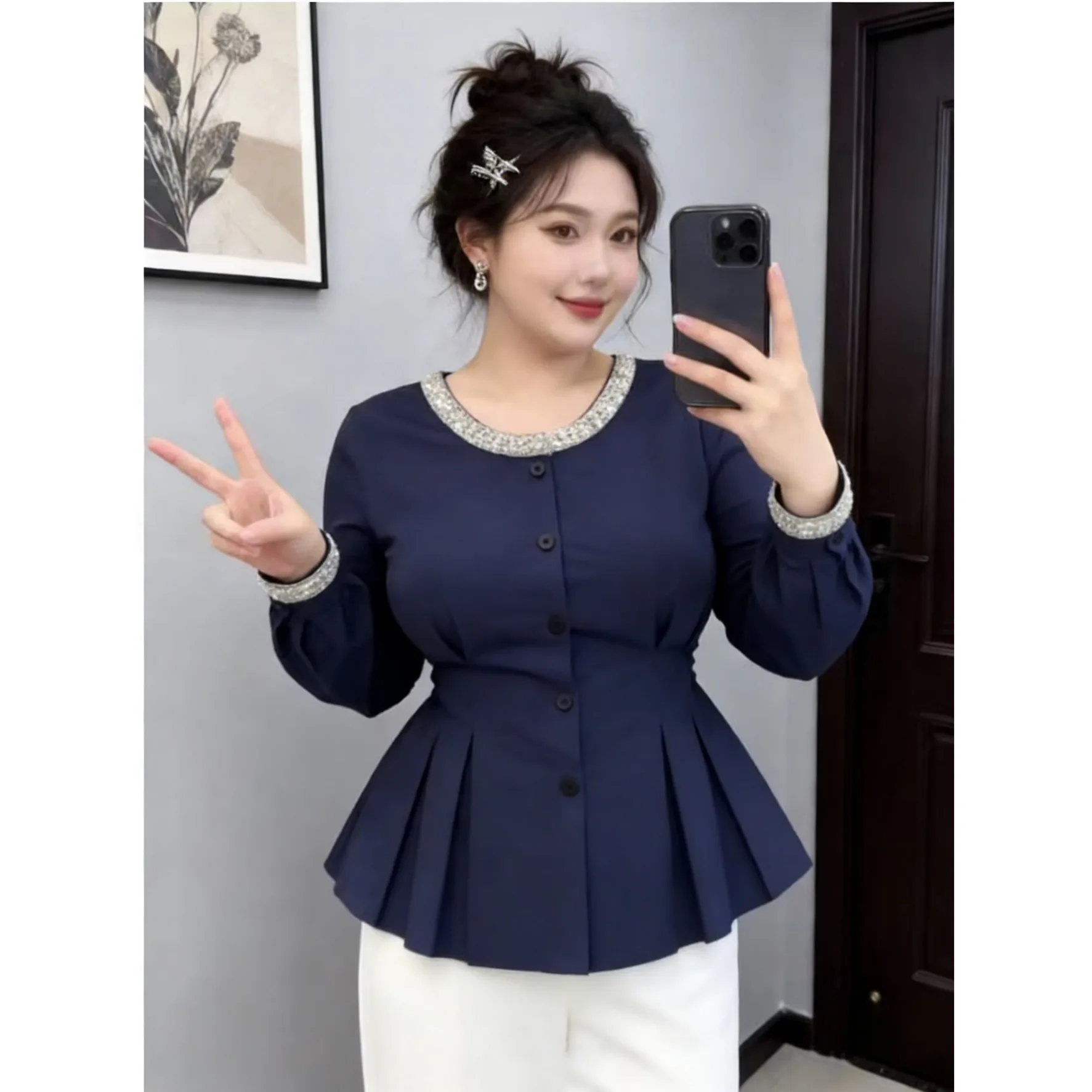 

Модная женская удлиненная куртка 2026 года, новая, с эффектом утягивания талии, весенне-осенняя верхняя одежда, класса люкс, больших размеров