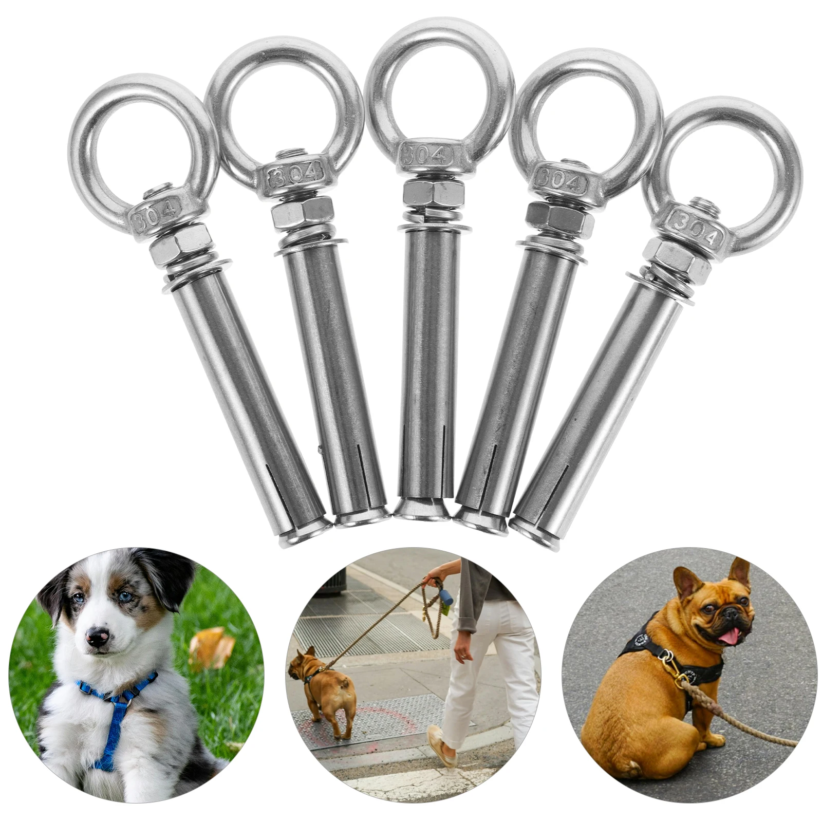 

5pcs Stainless Steel Dog Stake Heavy Duty 304 Anchor Reusable Pet Supplies Ground Spike Yard Leash Secure Outdoor Large Dogs