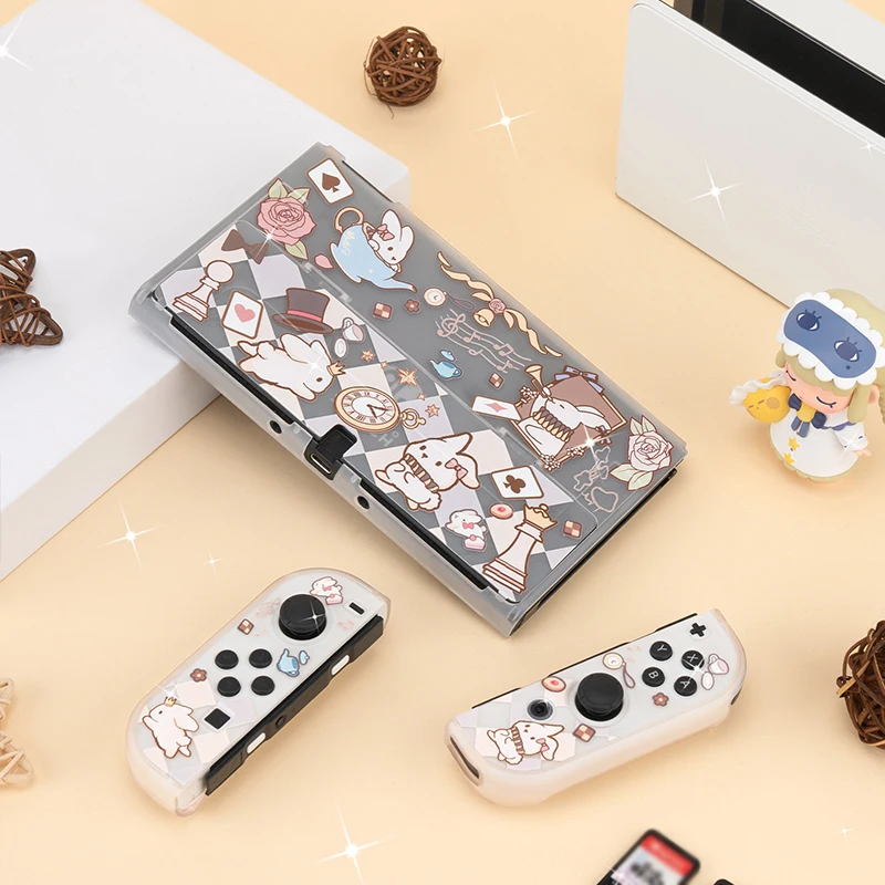 Rabbit Nintendo Switch OLED Protective Case Kawaii Hard PC Matte Cover JoyCon Controller Game Housing Switch OLED Accessories