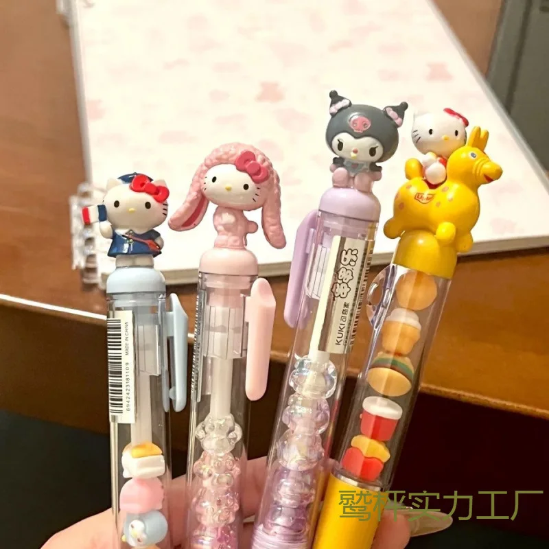 

4Pcs/Set Sanrio HelloKitty Kuromi Melody Beaded Gel Pen Clothing Modeling 0.5Mm Black Press Pen Students Friend Christmas Gifts