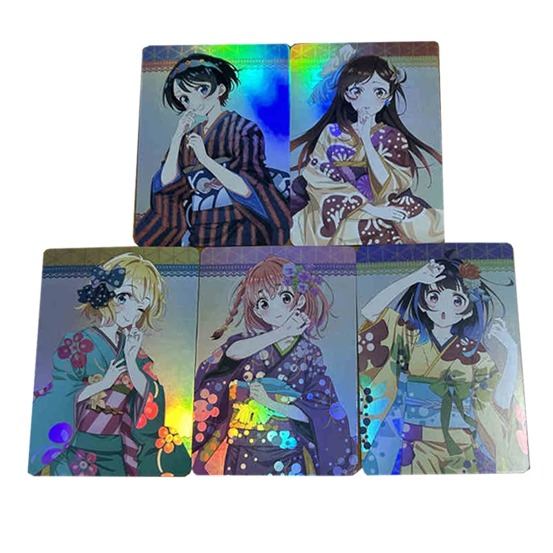 5Pcs/set Diy Self Made Rent A Girlfriend Kimono Series Ichinose Chizuru Collection Card Color Flash Anime Cards Gift Toys