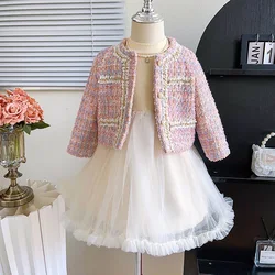 Ragazze giacca autunno primavera elegante principessa bambini cappotti bambini soprabito autunno coreano compleanno bambino ragazza vestiti 2 3 4 5 6 7Y