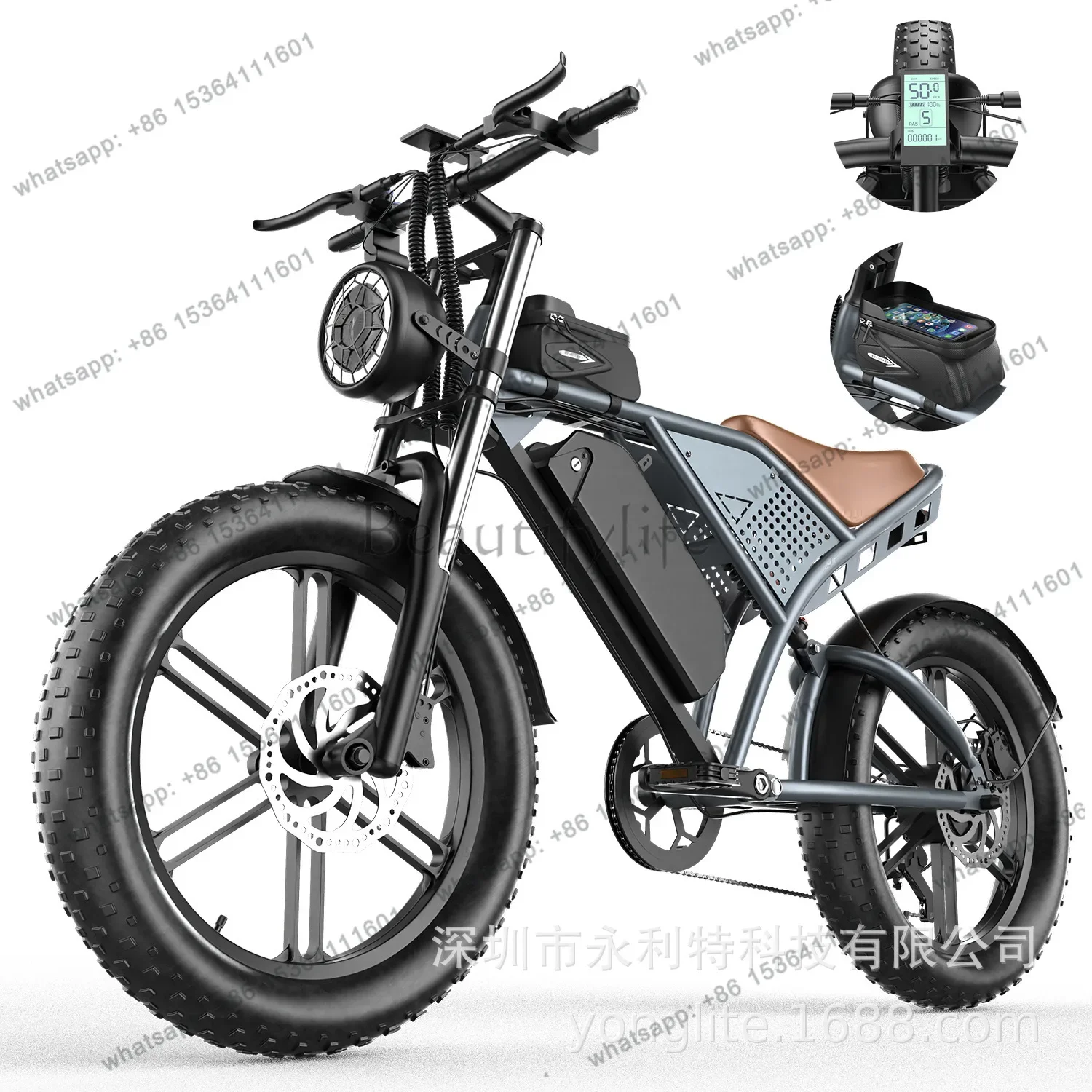 

02Retro 20 inch fat tire snow electric bicycle off-road beach foreign trade