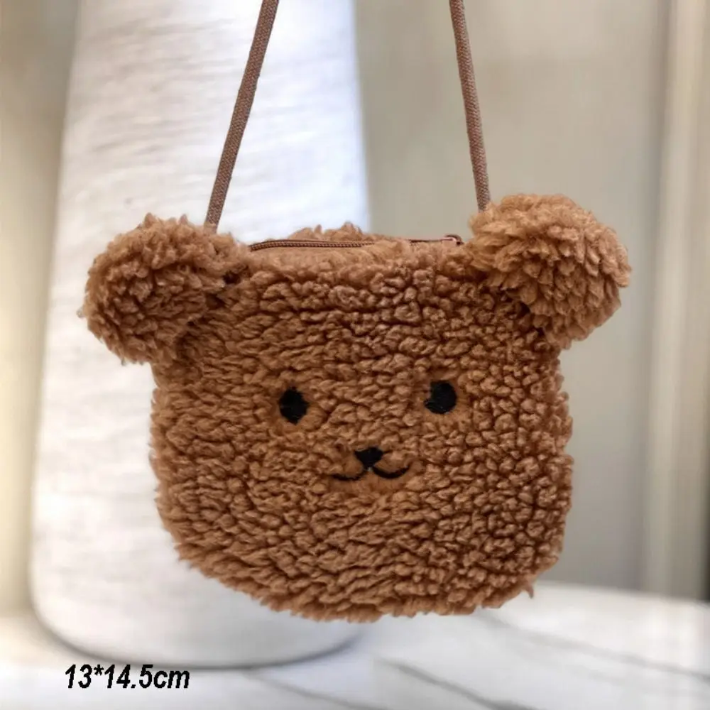 Bolso de hombro de conejo y oso de dibujos animados para niños y niñas, bandolera de felpa suave, monedero pequeño y bonito para llaves, novedad de 2024