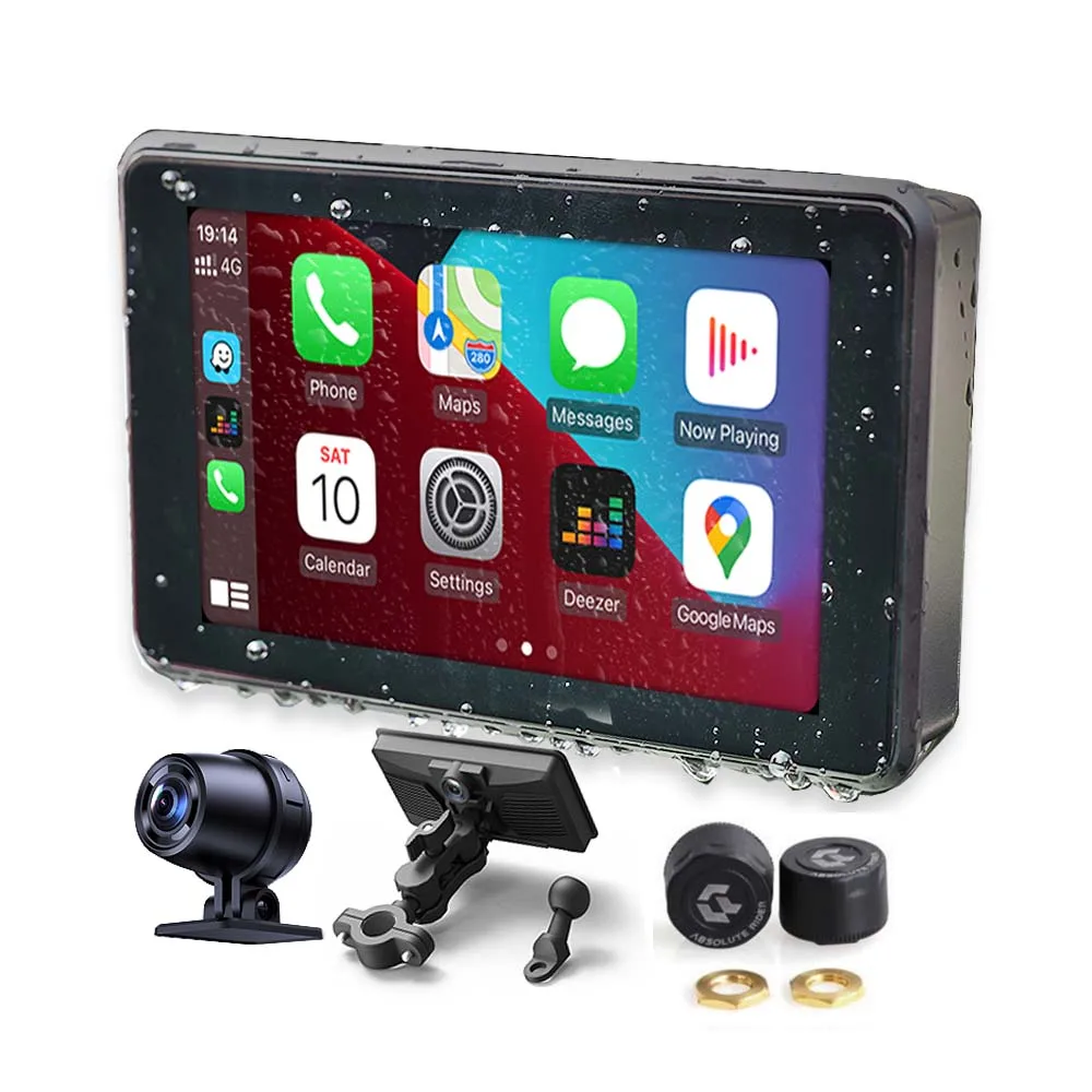 

Portable 5" Carplay Screen for Motorcycle Gps Motorbike Android Auto Waterproof IPX8 Dvr Moto Camera