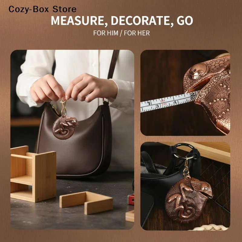 [ZY]Portable Realistic Chameleon Tape Measure Ruler Steel With Keychain Animals Pendant Measuring Tool[ZY]