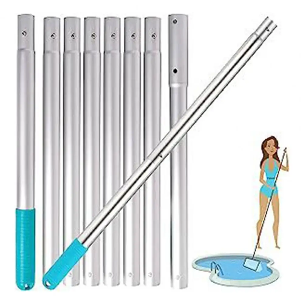 Wear-resistant Pool Pole Adjustable Aluminum Swimming Pool Skimmer Net Pole Corrosion Resistant Accessories for Pool Maintenance