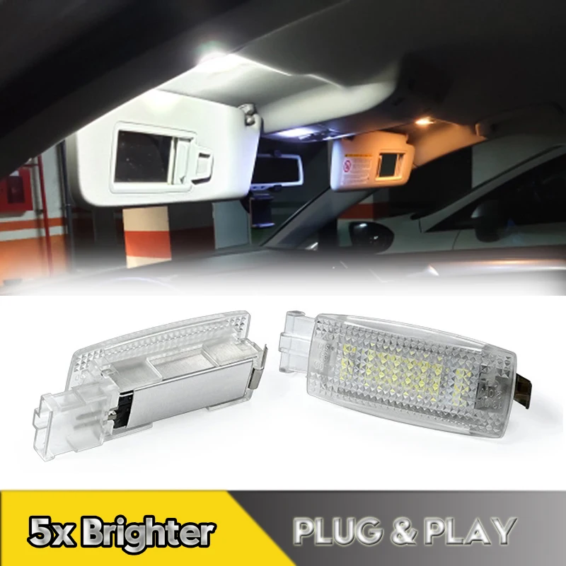 2Pcs For Skoda Fabia Superb Yeti Seat Leon LED Vantiy Mirror Lights Reading Lamps For VW Golf Passat Polo Sharan Car Accessories