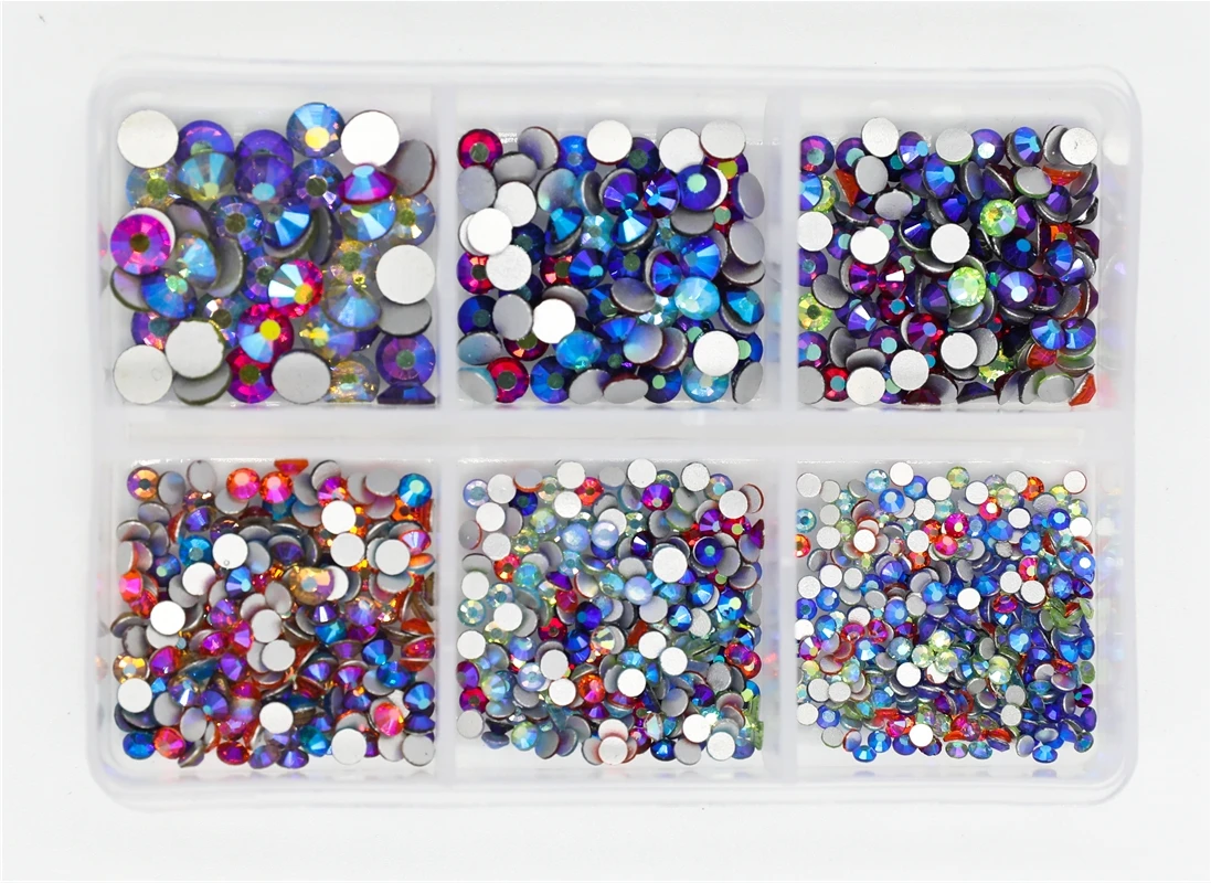 1200pcs Mix Sizes Glass Crystal Non Hot Fix Rhinestone Set Flatback 3D Crystal Nail art Rhinestones Decorations For Garment/Nail