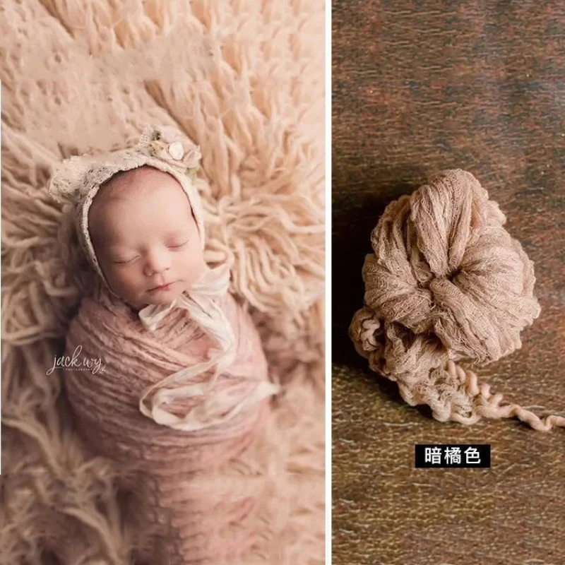 Solid Color Photography Blanket Baby Basket Cheese Cloth Wrap Soft Stretchable Bubble Pad Studio Decor Baby Photoshoot Props