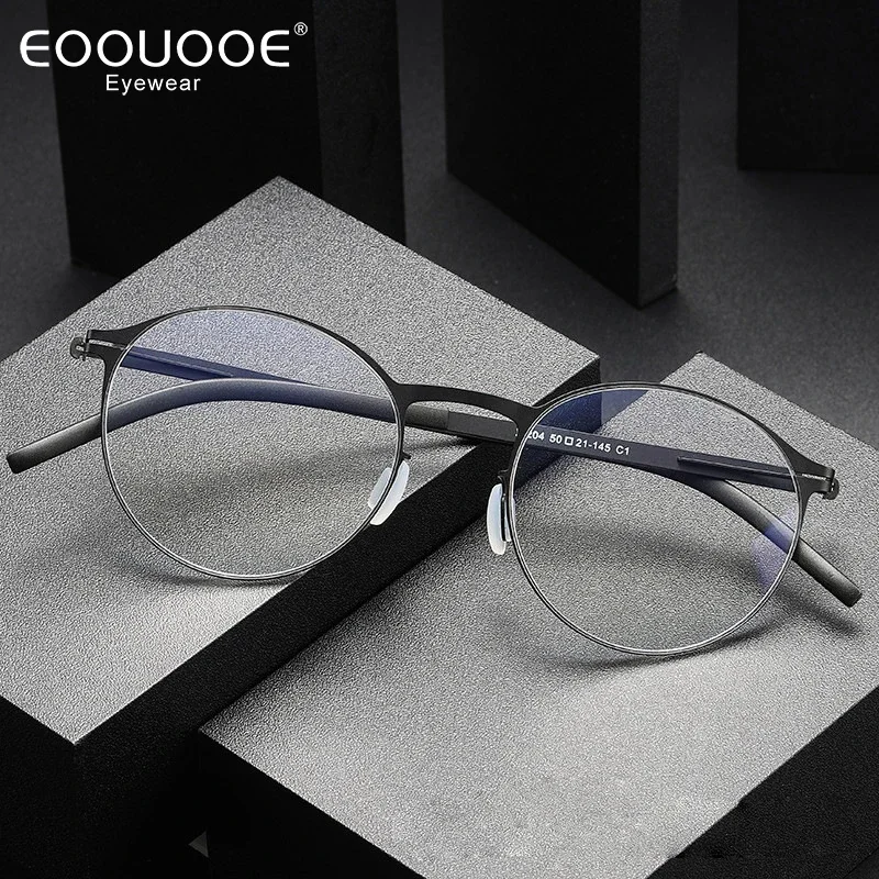 

50mm Men Eyeglasses Without Screws Design Fashion Round Glasses Frame For Women Myopia Optics Prescription Reading Eyewear