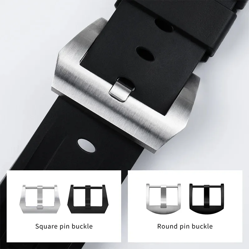 قسط عالية الجودة لينة مريحة FKM الفلوروروبر ساعة مطاطية الفرقة حزام ل بانيراي لومينور PAM0111 PAM0441 | 22/24/26 ملم #3