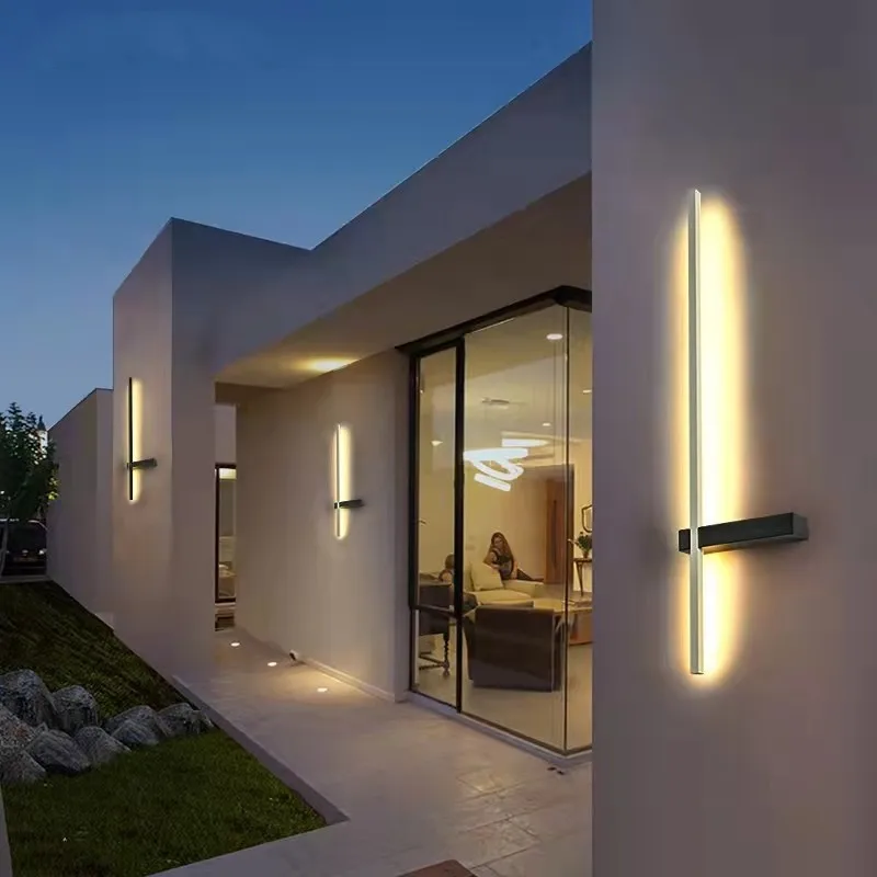 LED Outdoor Wall Light Long Light Bar Waterproof IP54 Modern House Garden Villa Porch Lighting Exterior Wall Aluminum Wall Lamps